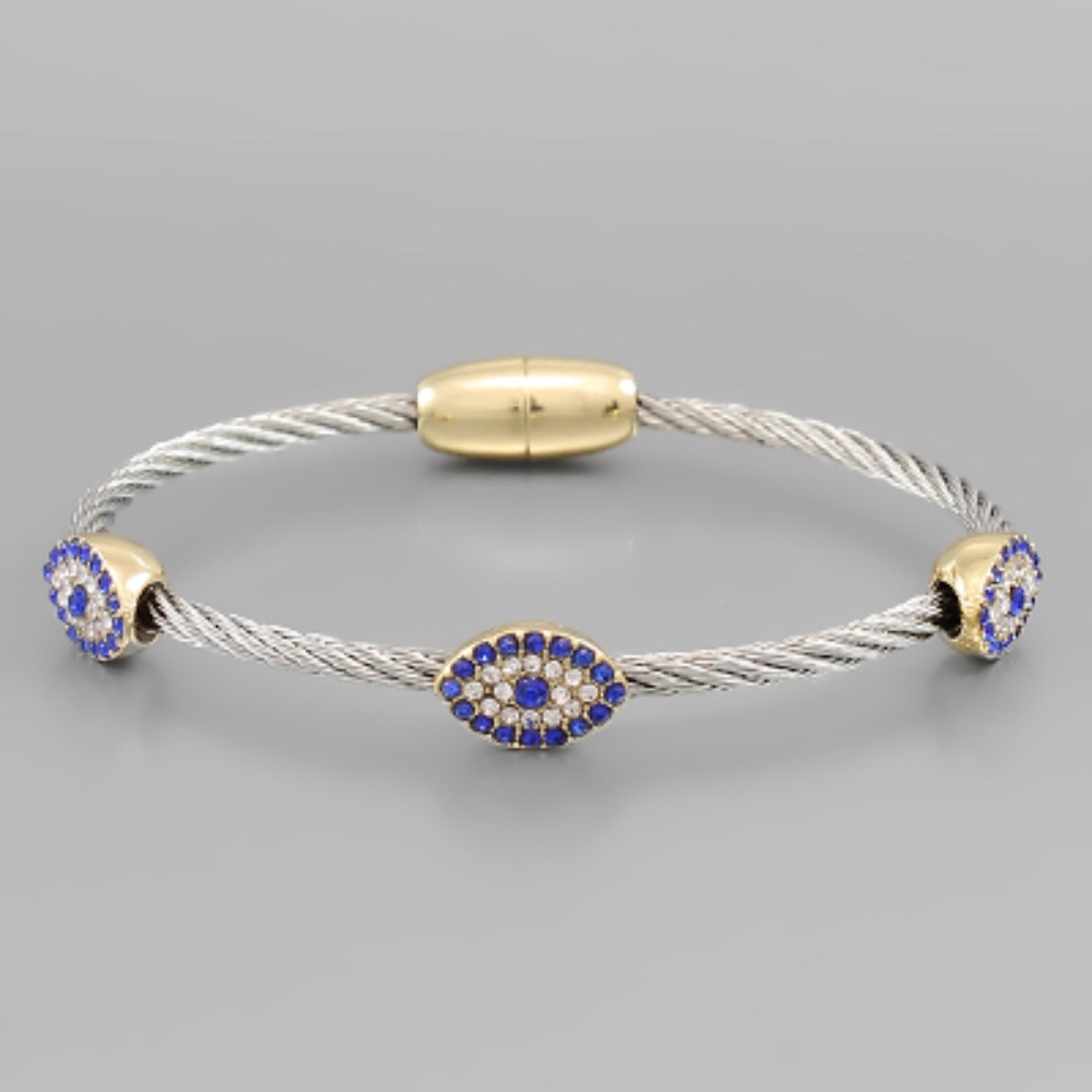 Evil Eye Crystal Cable Bracelet